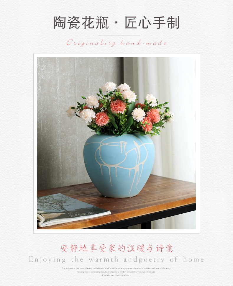 Home decoration vase furnishing articles adornment TV ark of tea table decorate the Chinese style decoration three - piece ceramic vase