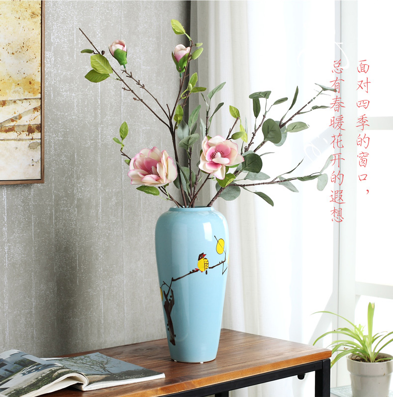 New Chinese style between modern blue flower ceramic vase three - piece example household act the role ofing is tasted decorative porcelain vase furnishing articles