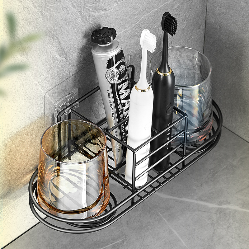 Bathroom toothbrush shelve free of punch toothbrush holder gargling cup brushing cup Brushing Cup Suit Wall-mounted Bathroom Tooth rack