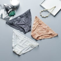 Sexy underwear women hollow lace breifs low waist Ice Silk breathable small pants ladies sex bottoms