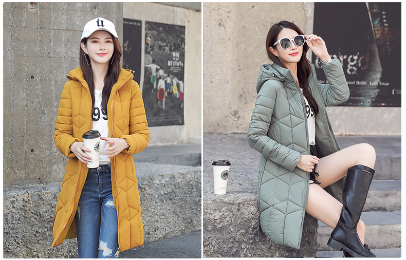 Chất béo cotton mm dài của phụ nữ cộng với phân bón XL xuống cotton phù hợp với áo khoác mỏng 200 pound cotton áo khoác kaki nữ lót lông