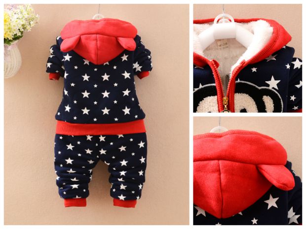 Mùa thu và mùa đông trẻ em mặc bộ đồ cotton nam 0-1-2-3-4-5 tuổi đồ trẻ em