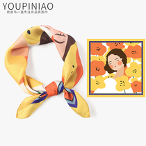 Joker small square scarf womens summer scarf scarf Korean flower girl scarf dual-purpose headscarf hair belt Spring and Autumn New