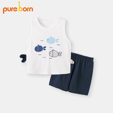 博睿恩宝宝背心套装上衣短裤两件套