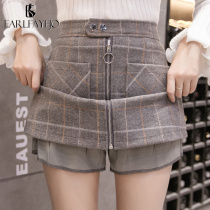 Plaid wool skirt womens autumn and winter thickened wild wear winter skirt high waist a-line short skirt winter with sweater