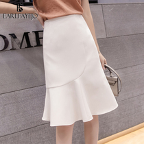 Skirt medium and long womens clothing 2021 new spring and autumn a-word short skirt wild high-waisted small fishtail skirt