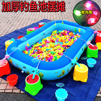 Childrens fishing pool toy set Commercial fish playground Kindergarten square stall air cushion inflatable pool fishing fish