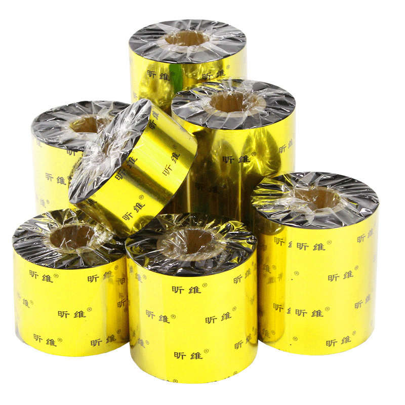Hybrid Wax-Based Ribbon Roll 110X300M 50 60 70 80 90 100 Thermal Transfer Barcode Printer Silver Adhesive Label Paper Full Resin Washable Label Enhanced Wax-Based Ribbon