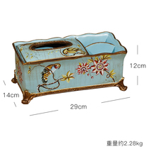 American multifunctional tissue box coffee table creative ornaments remote control storage box retro drawing paper box napkin box Hotel