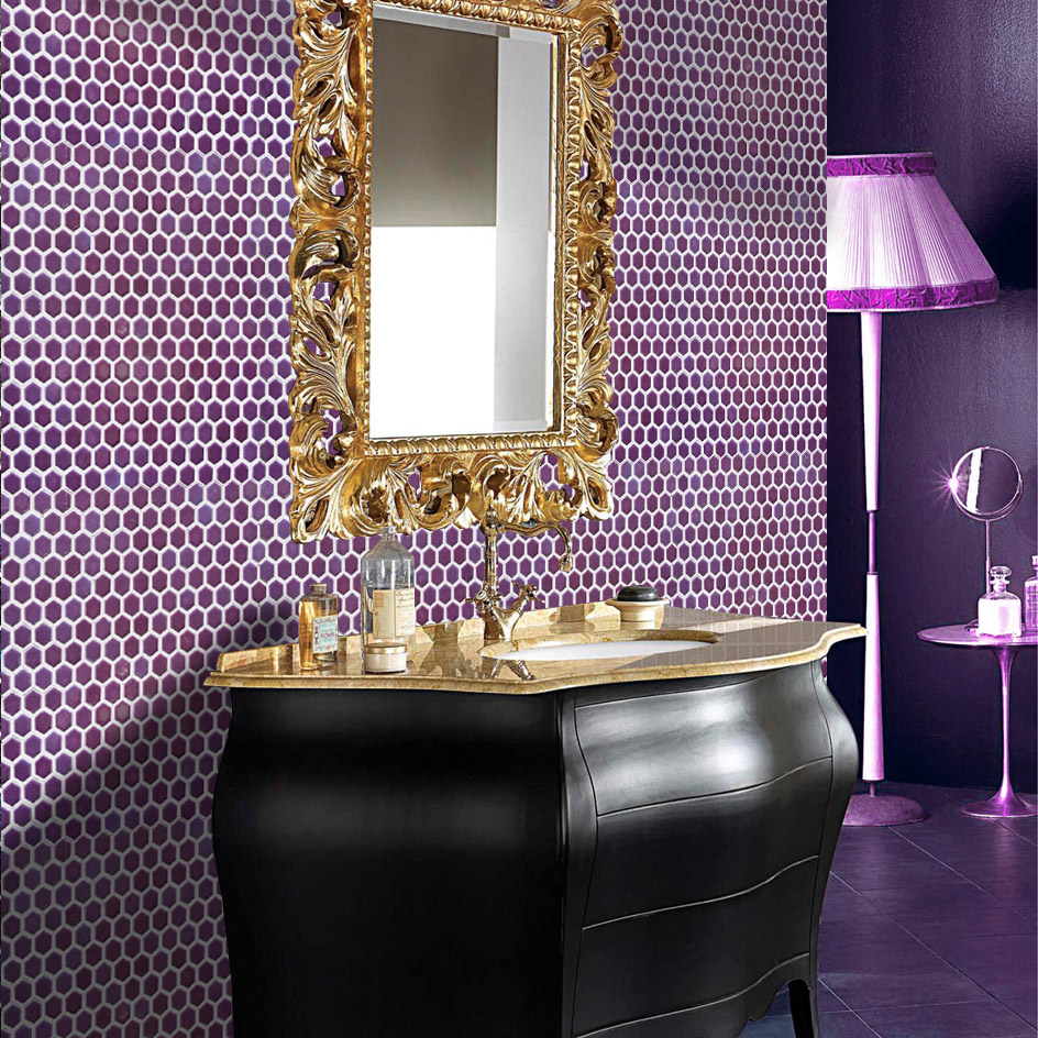 American Style Ceramic Mosaic Gray Purple Yellow Hexagonal Tile Bathroom Bathroom Kitchen Wall Tiles