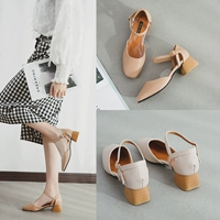 Baotou sandal nữ mùa thu 2018 mới đầu vuông retro Mary Jane với giày bà một khóa từ với một đôi giày nữ dép havaianas chính hãng