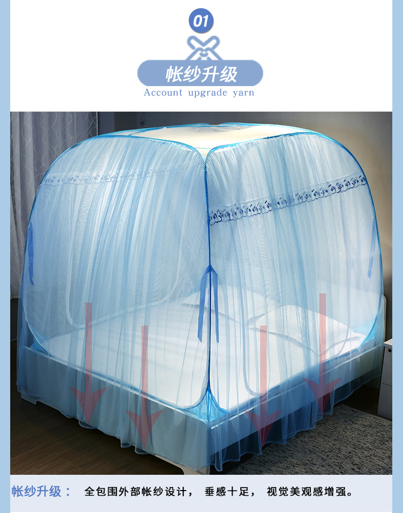 2019 mới cài đặt miễn phí yurt muỗi lưới công chúa gió đôi tài khoản sợi mã hóa 1,2m1,5 m 1,8 giường nhà - Lưới chống muỗi màn tròn phòng ngủ