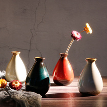 Fan makeup desktop decoration ornaments simulation flower flower arrangement Ceramic Chinese retro Zen creative dried flower vase