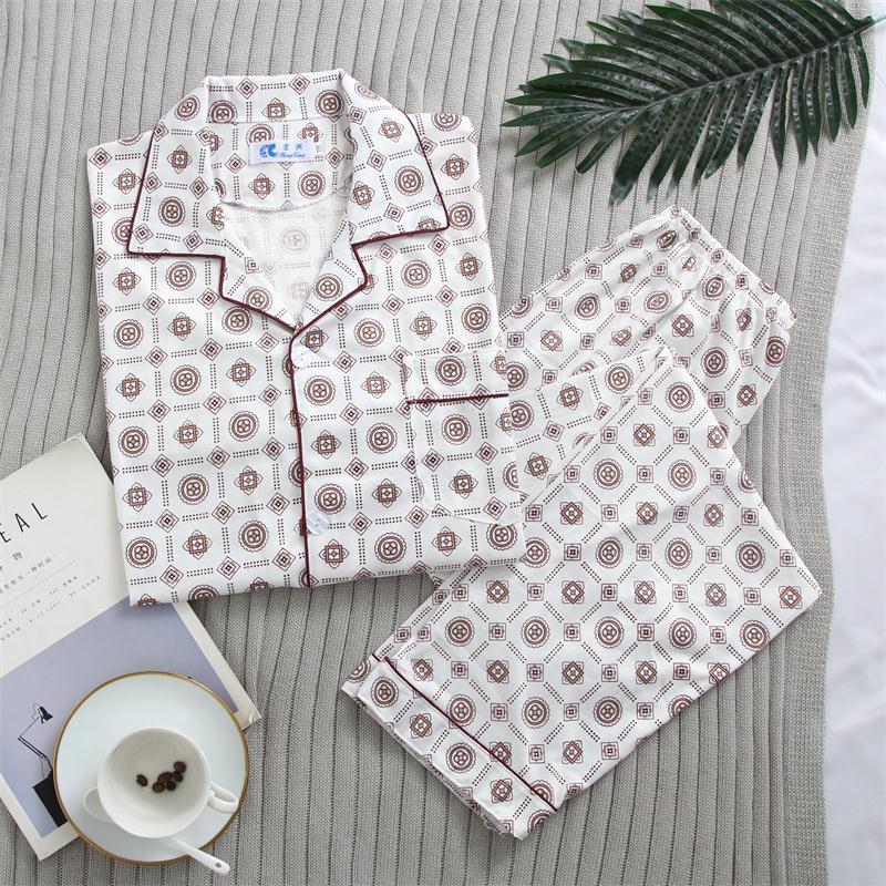 Mùa xuân và mùa thu bông đồ ngủ mens dài tay dân trẻ nhà áo khoác sọc kẻ sọc trung thu pajama symmy bộ.