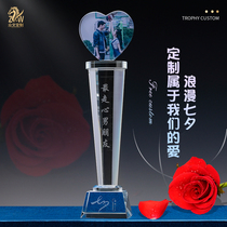 Creative love crystal color printing trophy gift Tanabata Valentines Day confession send male and female friends birthday gift send teacher