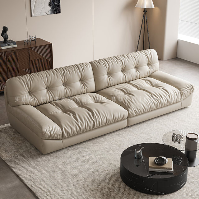 Breer Italian Minimalist Cloud Leather Sofa ຫ້ອງຮັບແຂກອາພາດເມັນຂະຫນາດນ້ອຍ Italian Light Luxury Combination Modern Leather Sofa TG