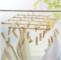  Underwear drying rack Drying sock hanger Multi-clip foldable sock rack Wood round clothespin thickened one clothes rack 