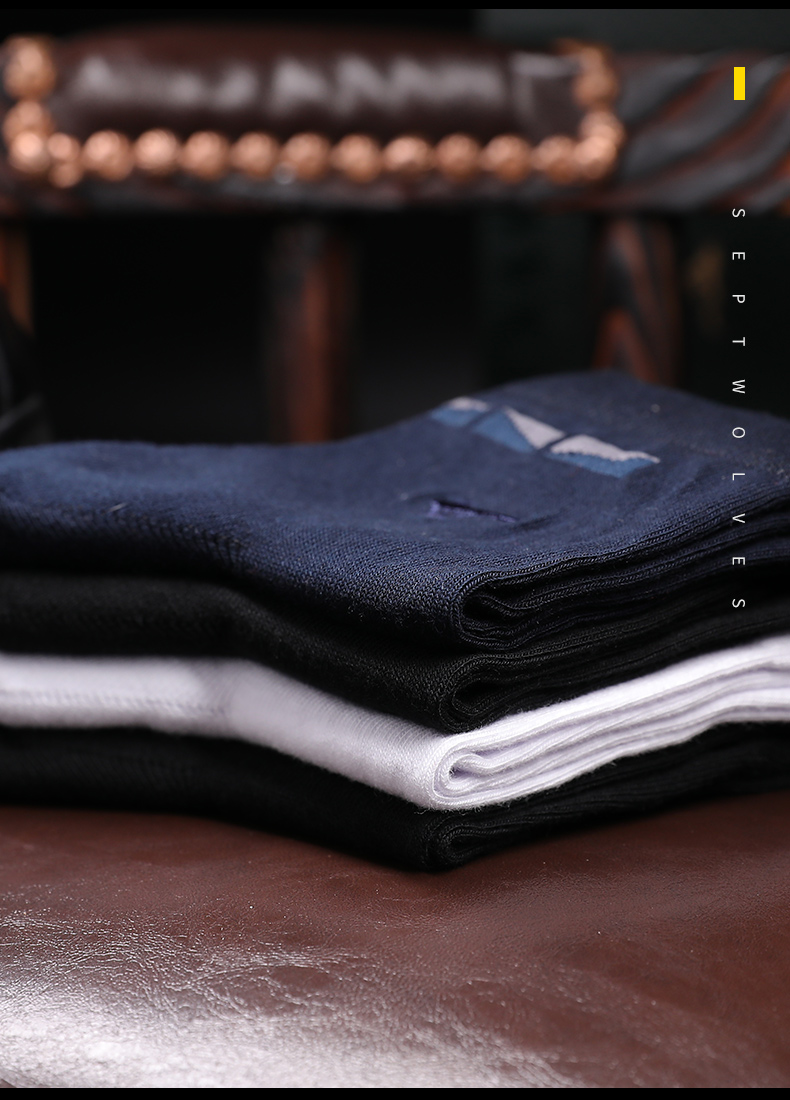 Bảy con sói vớ cotton nam thấm hút mồ hôi ống bông mùa thu trắng bốn mùa hè phần mỏng khử mùi dài - Vớ bông tất kháng khuẩn khử mùi