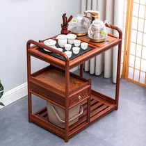 Flower pear wood solid wood mobile tea water cabinet tea table tea table boiling water pot integrated household brief Chinese tea-making car