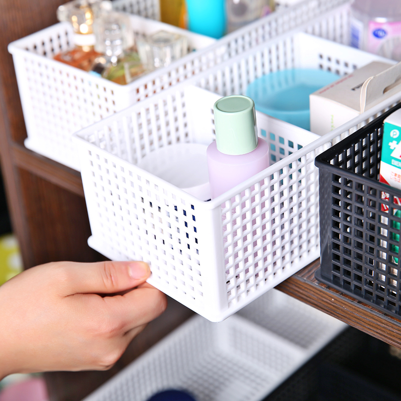 Japan imported plastic drawer storage box desktop shallow storage basket 3 separate storage basket cosmetic finishing box