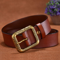 Belt men and women leather pin buckle belt mens cowhide Korean youth leisure belt belt belt pattern pattern check tide