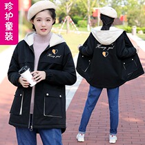 Winter lamb wool coat big boy loose Korean short padded cotton coat big boy plus velvet thickened girl girl