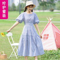 Girls dress Sengge loose casual foreign-aged short-sleeved girl waist long skirt in the summer skirt thin