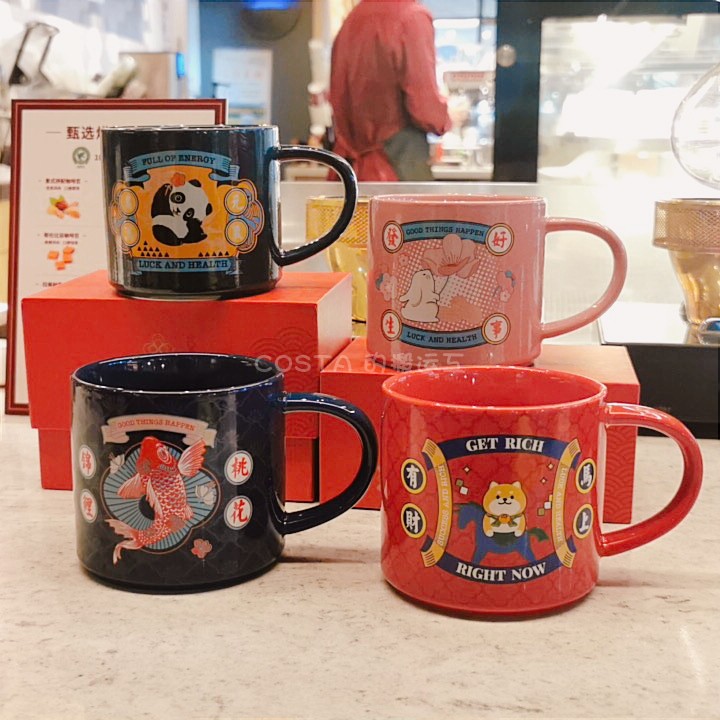 Costa mug national tide illustration gift box small capacity ceramic cup family set net red ins wind spot