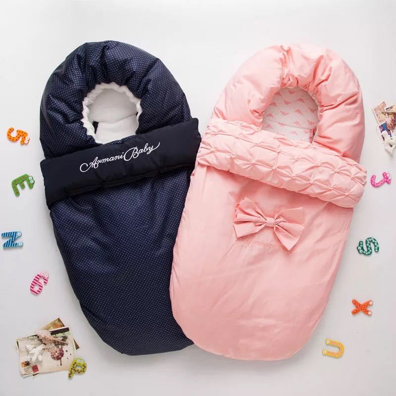 ins Baby sleeping bag Autumn and winter padded thickened anti-kick quilt newborn trolley Pure cotton baby sleeping bag hug quilt