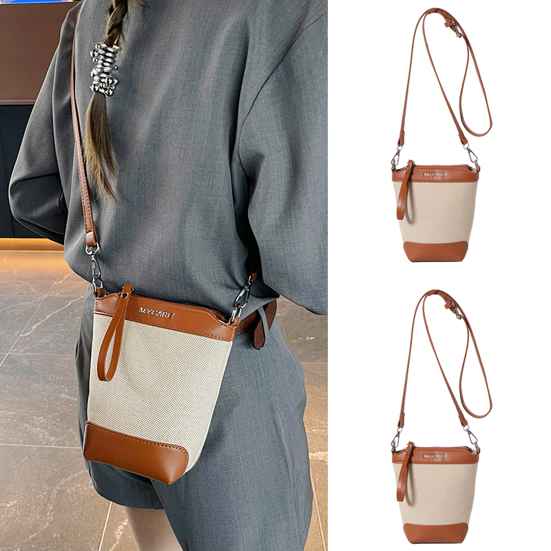 Super Popular 2024 New Mini Bag with Contrasting Colors, Coin Purse, Mobile Phone Bag, Lightweight Bucket Crossbody Bag for Women