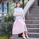 Trung Hoa Dân Quốc cô gái ăn mặc sườn xám cải thiện top nữ retro thêu bông Mahan quần áo mùa hè váy Trung Quốc gió Tang quần áo váy nghệ thuật trà