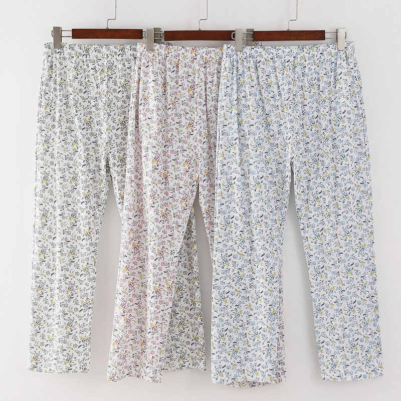 Pajamas women's summer pants Cotton thin home pants Loose large size moon pants Cotton mom high waist air conditioning pajamas