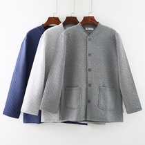 Thermal underwear for the elderly mens single-piece top dads three-layer quilted thickened cotton cardigan buttoned thick autumn coat