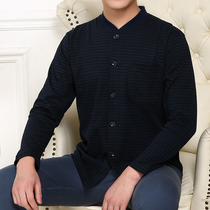 Middle-aged and elderly cardigan autumn clothes Mens pure cotton cardigan thermal underwear cardigan pure cotton open sweater underwear