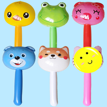 New inflatable small animal cartoon stick with bell scan code to push gift inflatable toy stick