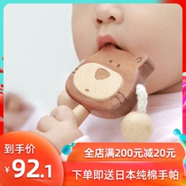 China ink little newborn 0-6 months baby 0-1 years old baby toy can bite wooden bear rattle