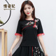Mùa hè váy Trung Quốc gió đầu lớn đang thêu bông t-shirt Trung Quốc Tang trà quần áo quần áo gió quốc gia của phụ nữ mặc cổ điển thêu
