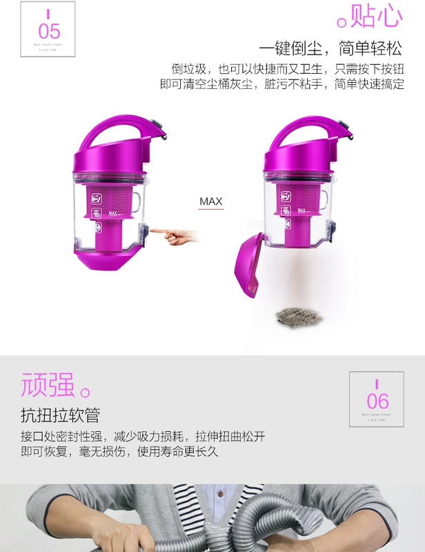 Haier Life Jingdong Thiết bị gia dụng nhỏ Cửa hàng Thảm hút bụi Hộ gia đình Mạnh mẽ Hộ gia đình Bụi thu gom Cam - Máy hút bụi robot hut bui lau nha liectroux