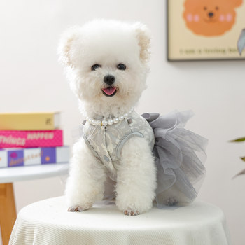 Petcircle pet dog clothes autumn and winter new gray swan dress skirt teddy panda cat pet clothing