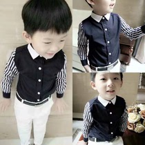 Childrens clothing boys Spring and Autumn long sleeve shirt 2019 New Tide children Foreign Baby Cotton autumn shirt shirt