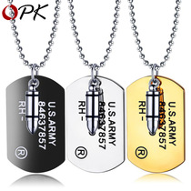 European and American Army Necklace Boy Personality Tide students Japan-ROK Edition Titanium Steel Men Street Dance Pendant hanging ornament Gift