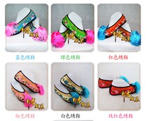 New opera color shoes ancient costume film and television womens shoes Bride wedding shoes Xiao Dan Huadan embroidered silk flat color shoes
