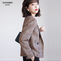 Day Ensemble Light Lavish Suit Jacket Women Welsh Gwen Temperament Double Platoon Button Commute Short wool What to do with a small western suit