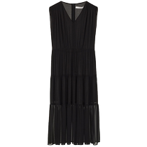 Langzi French dress womens 2024 summer new light dress temperament waist V-neck little black dress long skirt