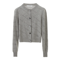 Langzi pure wool sweater design 2024 autumn new black cardigan high-end temperament top for women