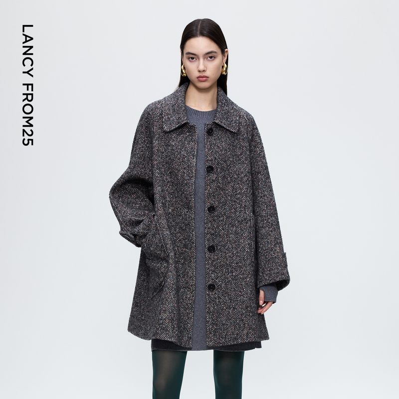 Langzi Lapel Loose Mid-Length Wool Coat, Stylish and Versatile Woolen Jacket, New Winter 2025 Model