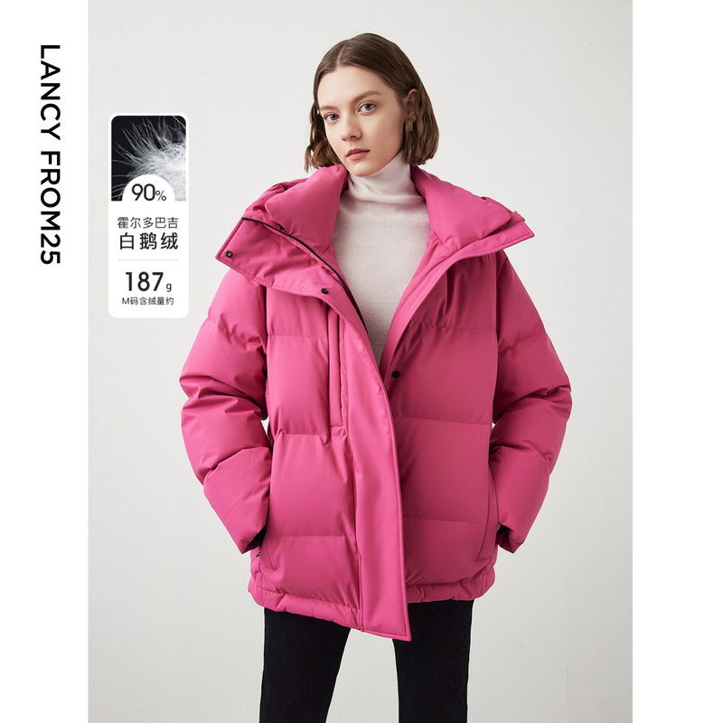 Langzi Hordobagi White Goose down Double-Layer Stand-Up Collar Hooded High-End down Jacket Winter New Coat