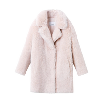 Langzi pure wool luxurious retro temperament high-end coat coat for women 2024 winter new imitation fur
