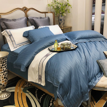 High-end European Villa simple light luxury style 120 jacquard long staple cotton cotton cotton cotton four-piece cotton bedding