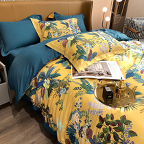 2021 New American pastoral style digital printing 60 long staple cotton cotton cotton bed four sets of cotton 4 sets